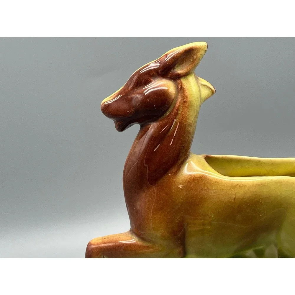 Vintage McCoy ? Pottery Deer Fawn Ceramic Planter Figurine Brown Art Pottery USA